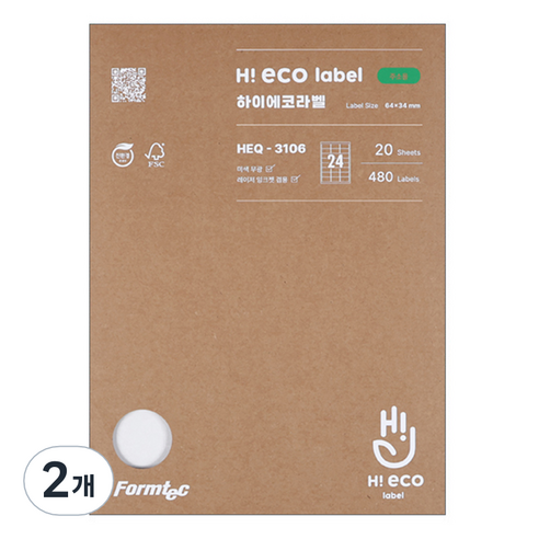 폼텍 하이에코 주소용 라벨지 HEQ-3106, 24칸, 40개