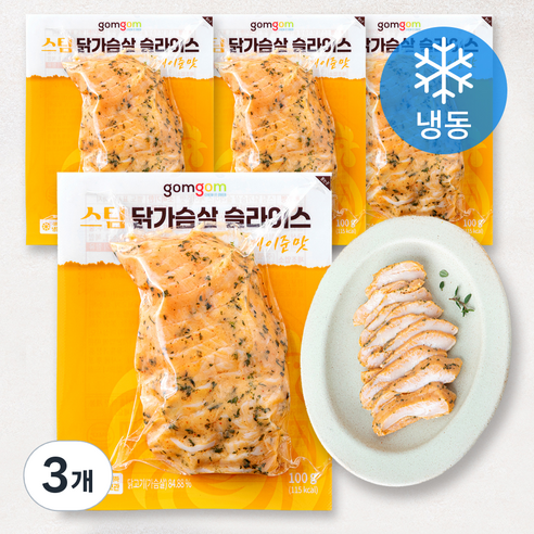 곰곰 스팀 슬라이스 닭가슴살 케이준맛 (냉동), 100g, 3개, 4개입
