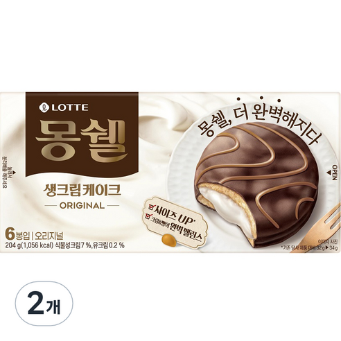 몽쉘 오리지널 생크림 케이크 6p, 2개, 204g