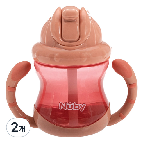 누비 유아용 무당벌레 빨대컵 240ml, 뉴트럴핑크, 2개