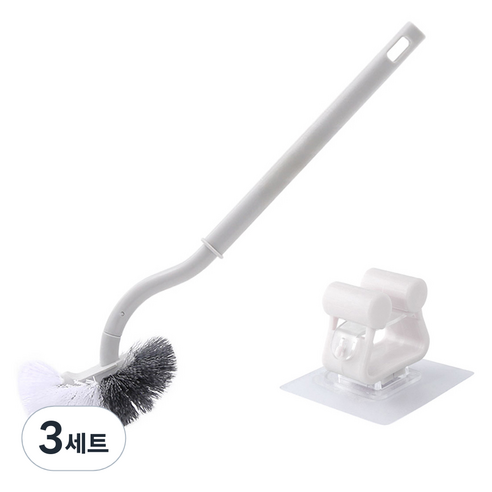 모나코올리브 매직클린 에스커브 변기솔 + 이지변기솔걸이 세트, 화이트(변기솔), 3세트