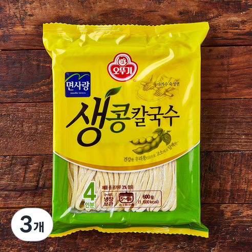 오뚜기 생콩칼국수면 4인, 600g, 3개