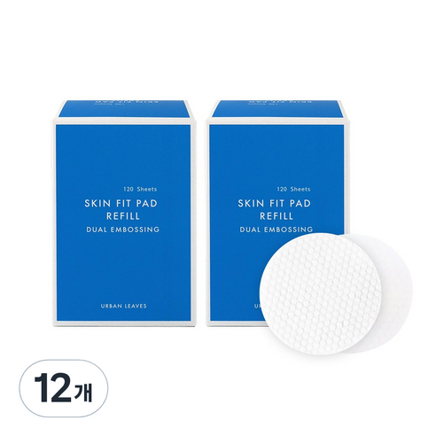 어반리브즈 듀얼엠보싱타입 스킨 핏 패드 리필형 120p, 120매, 12개