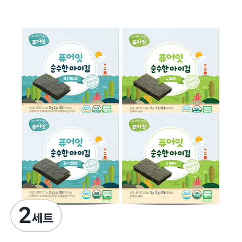 퓨어잇 순수한 아이김 김 100% 2p + 김 앤 천일염 2p 세트, 2세트