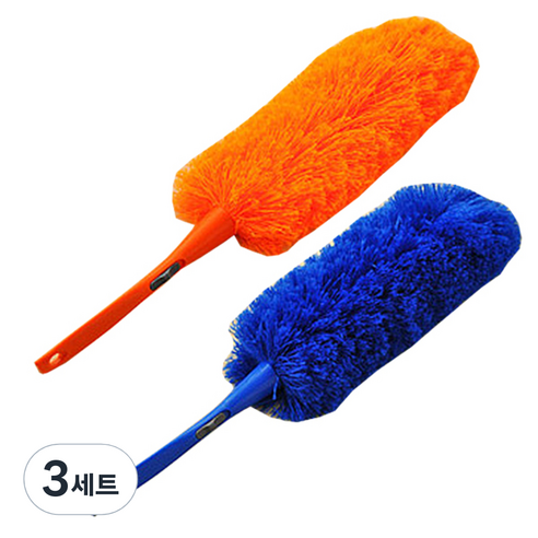 리버그린 초극세사 흡착 먼지 털이개 블루 + 오렌지, 3세트