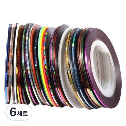 더줌커머스 네일 라인테이프 1mm 30p, 랜덤발송, 6세트