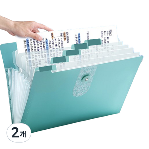 통근창고 A4서류 문서보관 파일 케이스 325 x 245 mm 8칸, 그린, 2개
