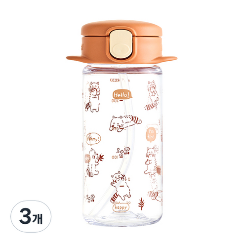 릿첼 AQ 슬림 빨대컵 R 240ml, 브라운, 3개