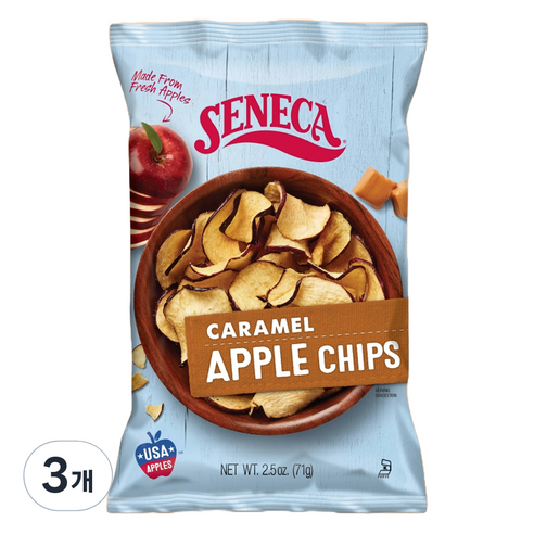 SENECA 애플칩 과자 카라멜, 71g, 3개