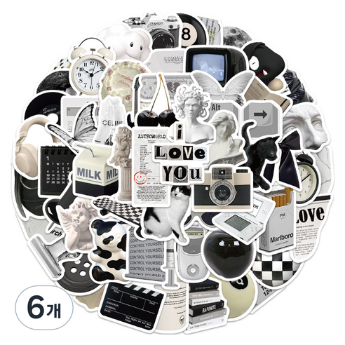 특별한상점 노트북 캐리어 여행 방수 스티커, GT155-61PCS 블랙 데이, 6개