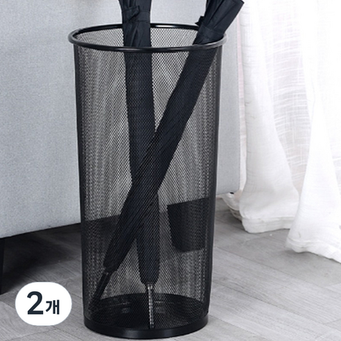 철제 스탠드 우산꽂이, 2개, 블랙