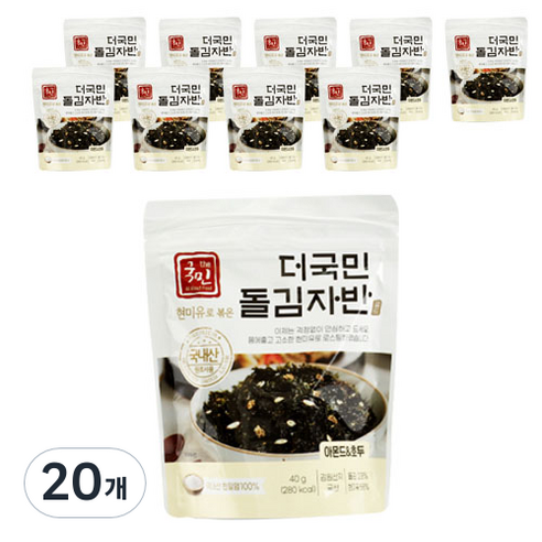 더국민 현미유 아몬드 앤 호두 돌 김자반 골드, 40g, 20개