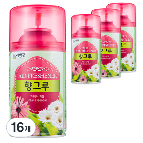 리빙굿 향그루 캔 자동분사기 유자향 방향제 본품, 280ml, 16개, 과일/트로피칼향