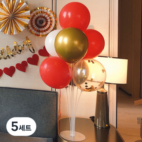 헬로유니버스 골드레드풍선 세트, 혼합색상, 5세트