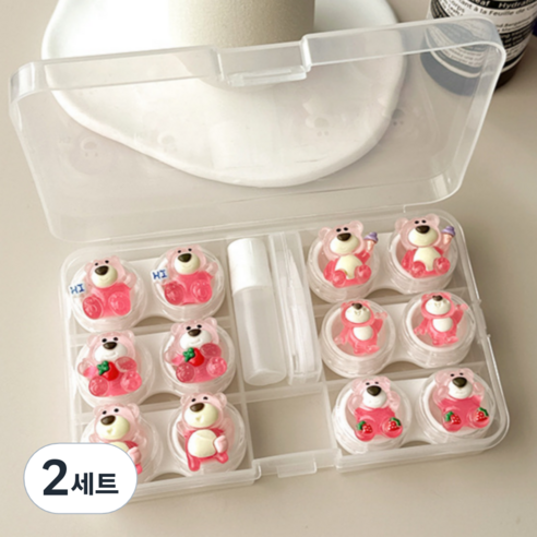 특별한상점 요일별 6개 귀여운 콘택트렌즈 케이스 흡착봉 집게 세트, D, 2세트