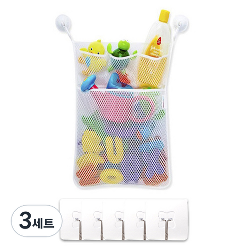 리빙듀오 장난감 정리 그물망 + 매직후크 5p, 3세트