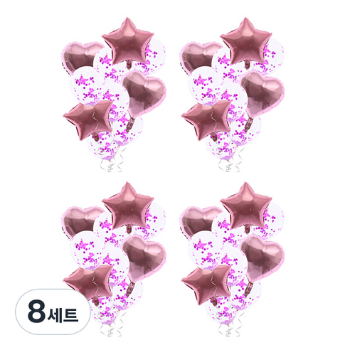 블럭마트 돌잔치 하트 별풍선 파티풍선 생일풍선 세트, TYPE3, 8세트