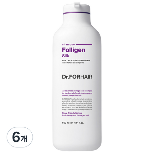닥터포헤어 폴리젠 실크 단백질 손상모 탈모 완화 샴푸 플로럴향, 500ml, 6개