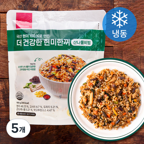 쥬비스다이어트 더 건강한 현미한끼 산나물비빔 (냉동), 180g, 5개