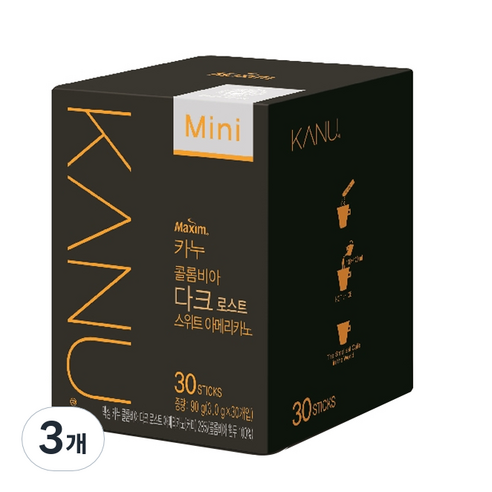 카누 콜롬비아 다크 로스트 스위트 아메리카노 미니, 3g, 30개입, 3개
