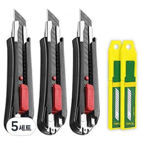 다다 SK5 대형 커터칼 3p + 칼날 20p, 블랙, 5세트