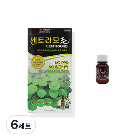 뷰티원 염색제 프리미엄 센트라모 코팅 칼라크림 120g + 앰플 세트, 자연갈색, 6세트