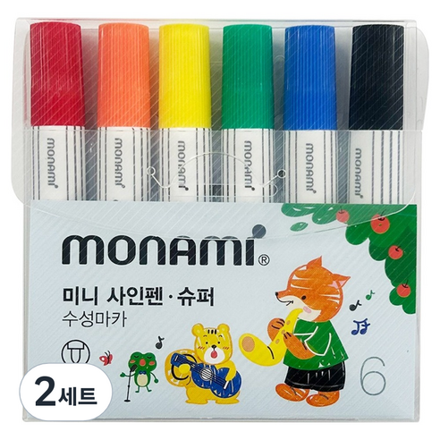 모나미 mini 사인펜 슈퍼 6색 세트, 혼합색상, 2세트
