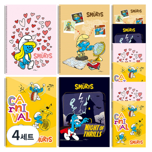 영아트 스머프 영어노트 넓은칸 10p세트, 혼합색상, 4세트