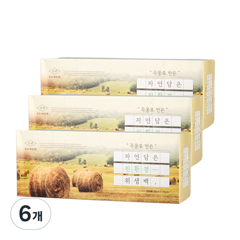 오누이상회 곡물로 만든 위생백 중 25x 35 cm 100매, 6개