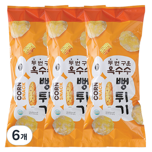 두번 구운 옥수수 뻥튀기, 6개, 130g