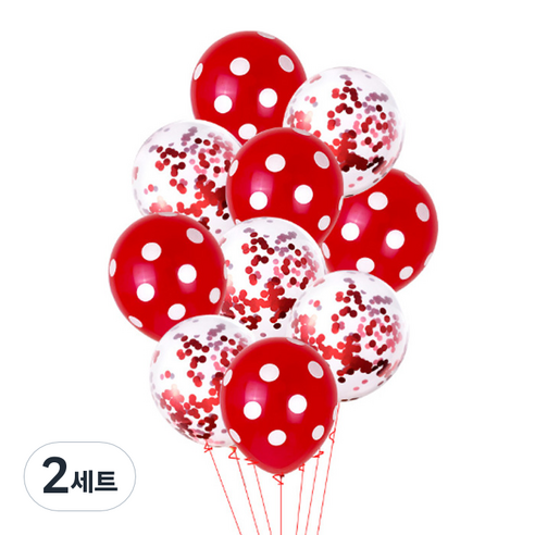 윰스 파티장식 스팽클&글리터 라운드풍선 10p, 레드, 2세트