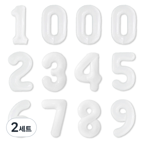 파티아일랜드 숫자 호일 풍선 12p 세트 80cm, 화이트, 2세트