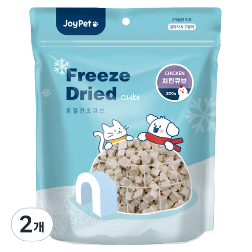 조이펫 반려동물 동결건조 큐브 간식, 치킨, 200g, 2개