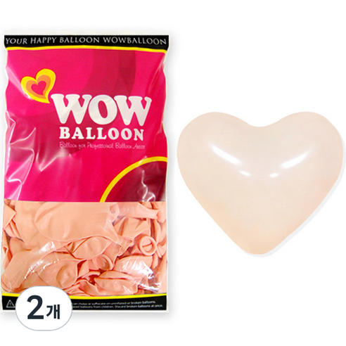 와우파티코리아 와우벌룬 하트 30cm 100p, 마카롱 피치, 2개