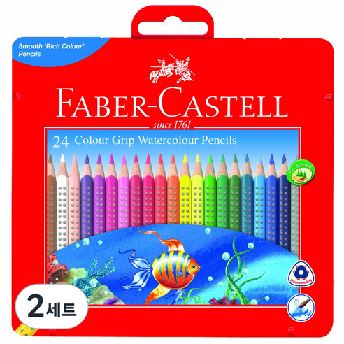 파버카스텔 수채 컬러그립 색연필 틴케이스, 2세트, 24색