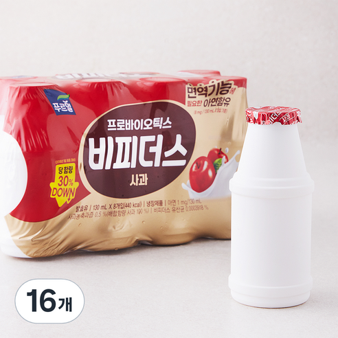 푸르밀 프로바이오틱스 비피더스 사과 요구르트, 130ml, 16개