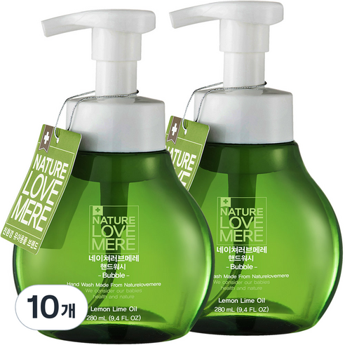 네이쳐러브메레 핸드워시 거품 용기 280ml, 레몬라임, 10개