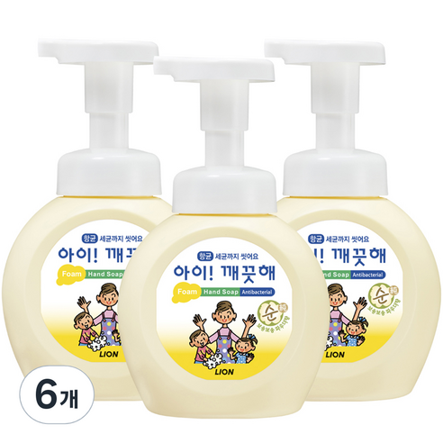 아이깨끗해 핸드워시 순 보송보송 파우더향, 250ml, 6개