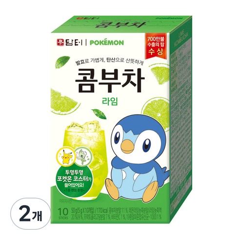 담터 포켓몬 콤부차 라임, 50g, 2개