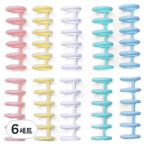 마다꾸미 셀프 제본 6공 루즈링 5종 x 2p 세트, 마카롱, 6세트