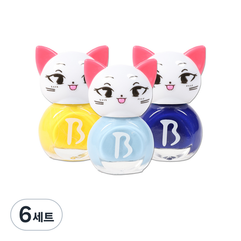 바블리 냥이 어린이 매니큐어 3종 세트, B, 6세트