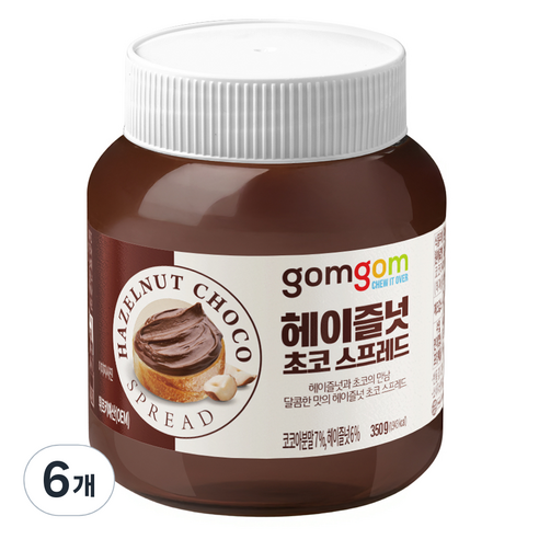 곰곰 헤이즐넛 초코 스프레드, 350g, 6개