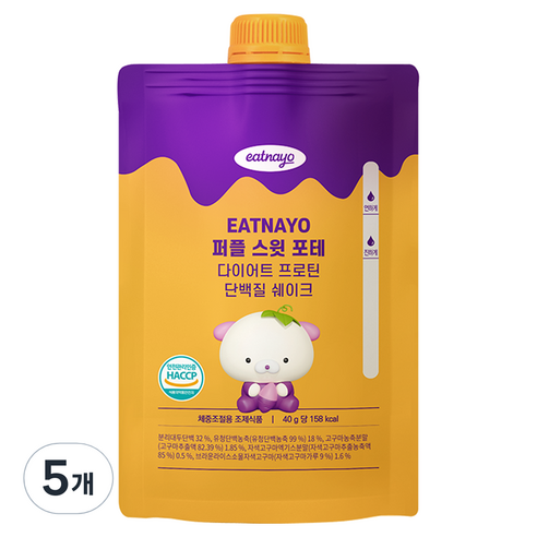 있나요 다이어트 프로틴 단백질 쉐이크 퍼플 스윗 포테맛, 40g, 5개