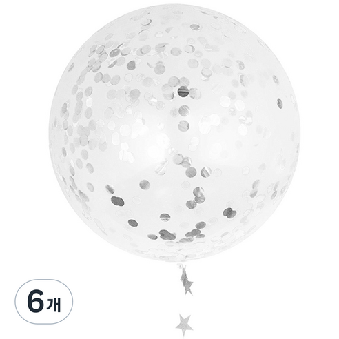 파티복닷컴 투명 컨페티 풍선 90cm, 실버, 6개
