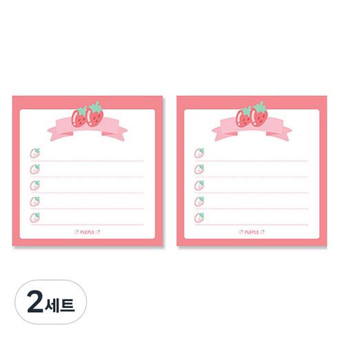 과일 리본 메모지 2p 세트, 딸기, 100개입, 2세트