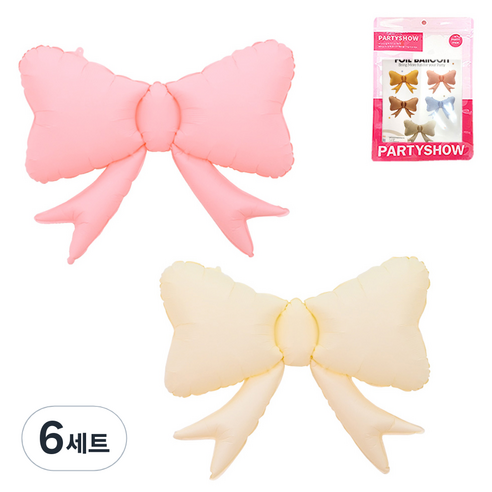 파티쇼 러블리 리본 생일 풍선 2종 세트, 핑크, 아이보리, 6세트