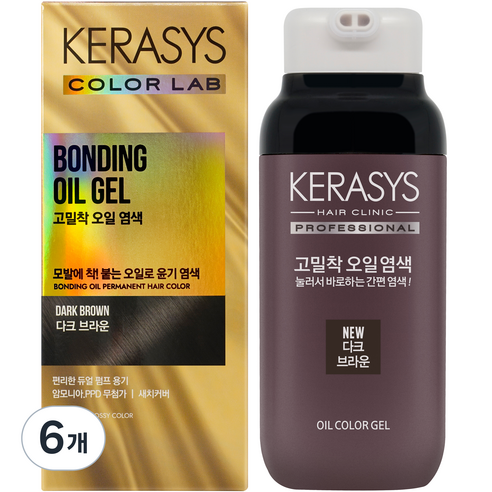 케라시스 고밀착 오일 염색제, 다크브라운, 6개