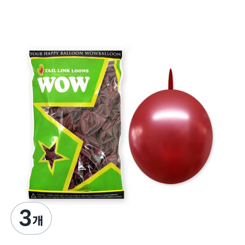 링커룬 풍선 15cm 100개입, 펄버건디, 3개
