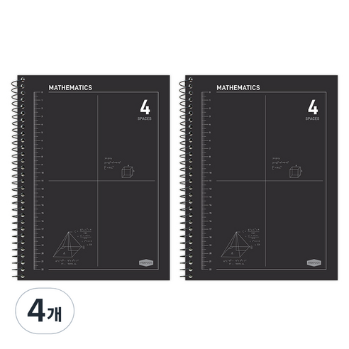 핑크풋 3000 4분할 수학 연습장, 블랙, 4개