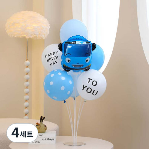 피앤비유니티 스탠드 생일장식 세트, 03 타요 생일축하스탠드 블루, 4세트